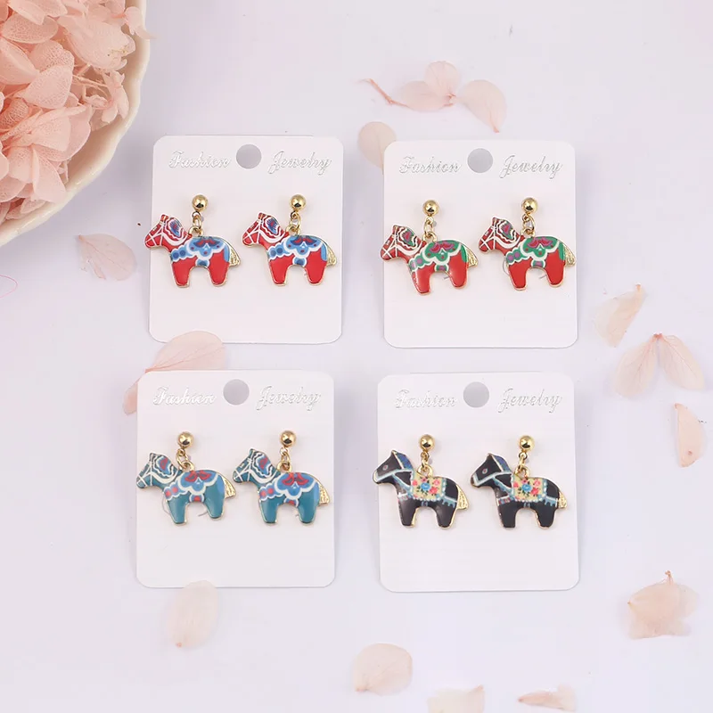 Серьги подвески с эмалью женские милые корейские ювелирные украшения в виде