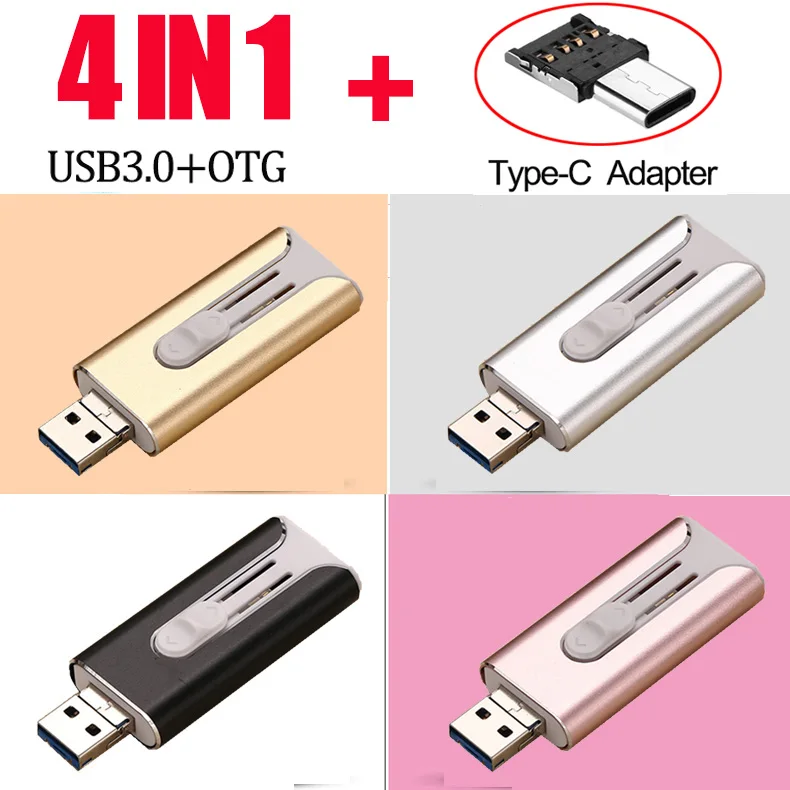 

OTG USB 3,0 флэш-накопитель 256 ГБ 128 Гб 64 ГБ 32 ГБ 16 ГБ 8 ГБ приводы для iPhone 7 iPad iPod iOS Android Phone pen Drive