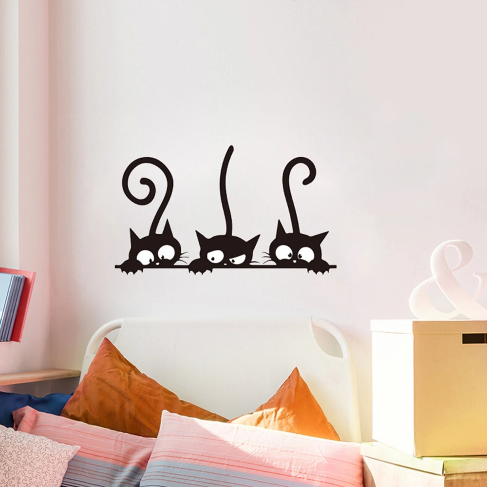 

30x20cm Three Black Cat DIY Wall Stickers Lovely Animal Room Decoration Personality Vinyl Wall Decals