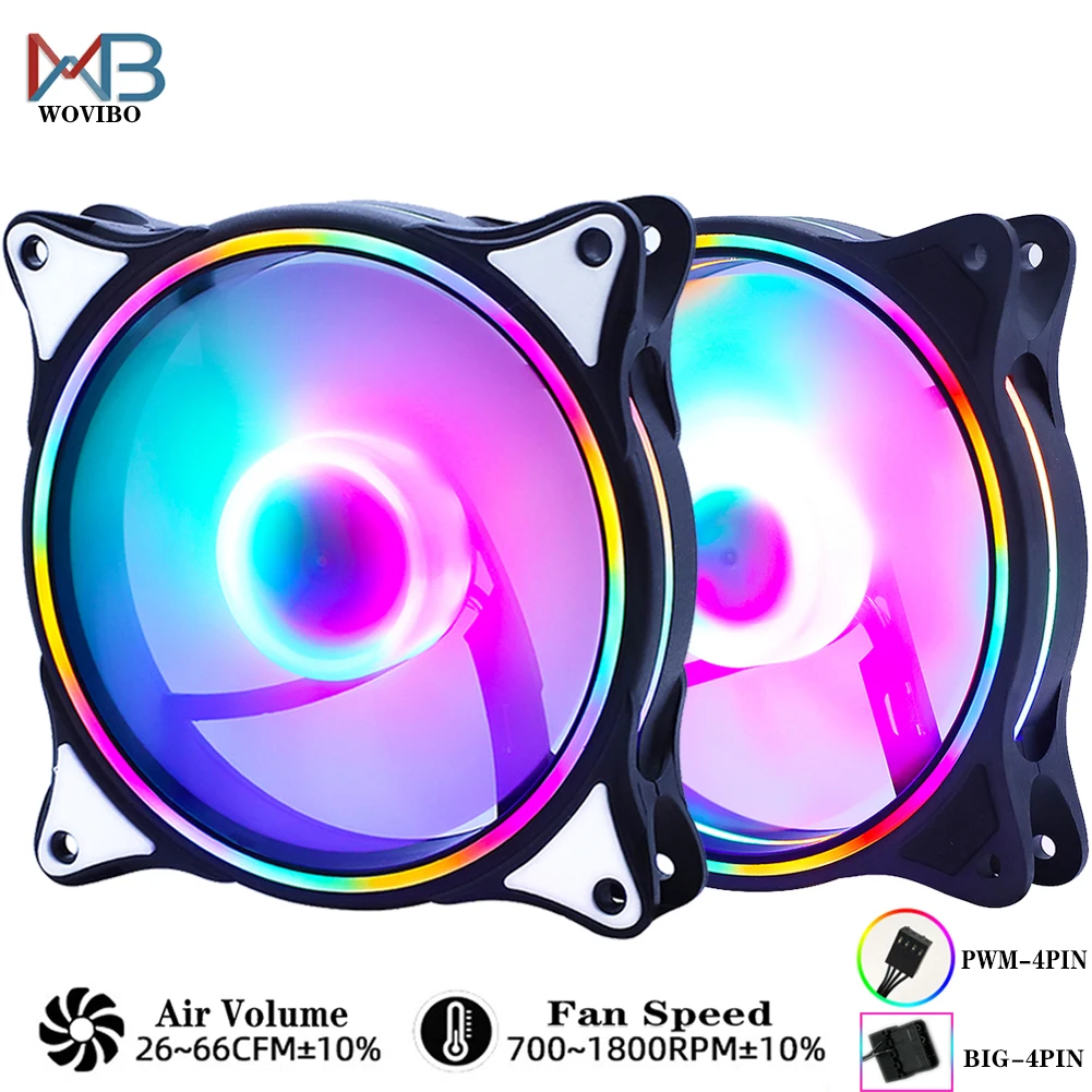 Wovibo RGB 120mm вентилятор PWM 4 PIN бесшумный Molex 4PIN для компьютера чехол Процессор
