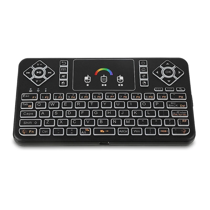 seenda mini wireless keyboard with touchpad colorful backlit rechargeable handheld remote keyboard for pc raspberry pi 4 tv box free global shipping