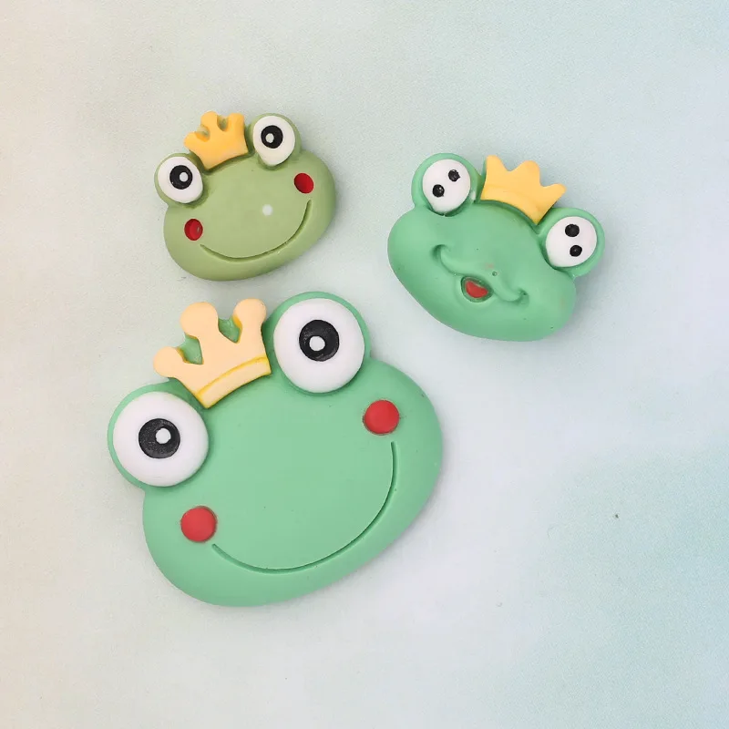

10Pcs/lot Kawaii Cartoon Crown Frog Flatback Resin Cabochon Scrapbooking Craft DIY Phone Case Decoration Hair Bows Accessories