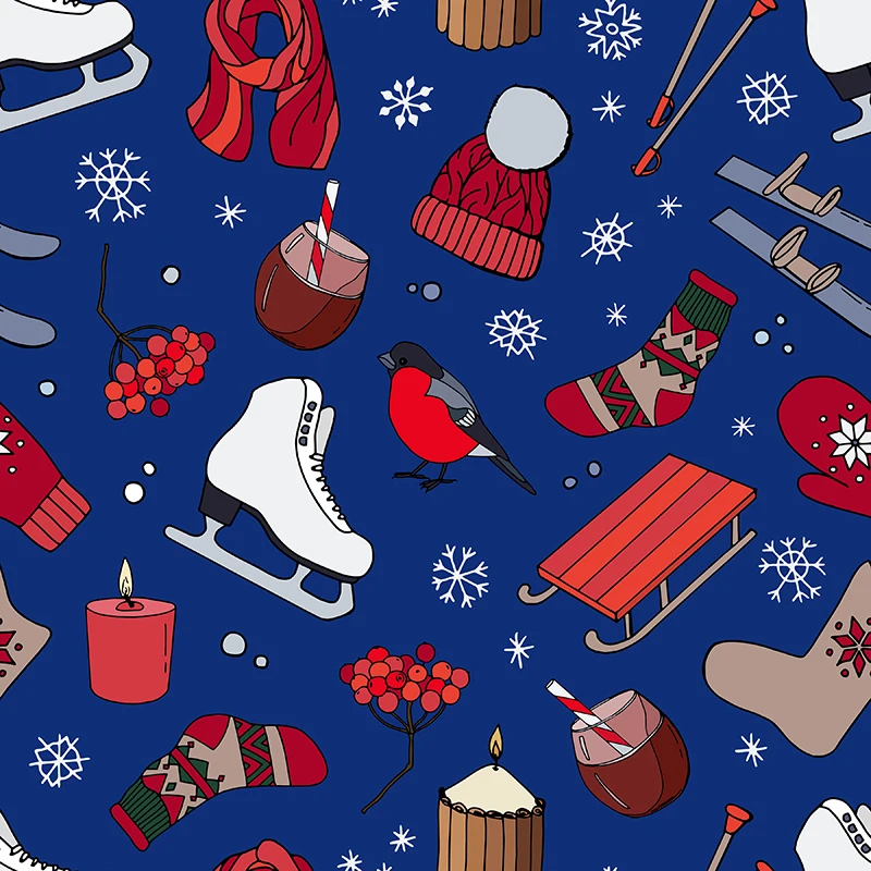 Изготовленный На Заказ Полиэстер Сатин с принтом ткань Рождественский элемент