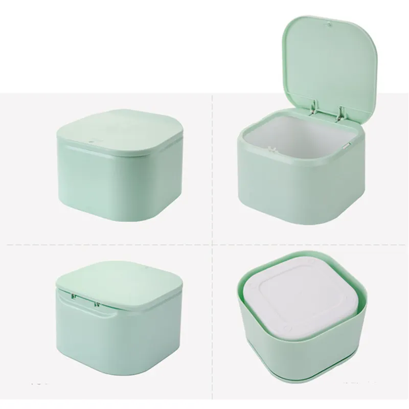 Мини двухслойная мусорная корзина для рабочего стола под давлением мусора