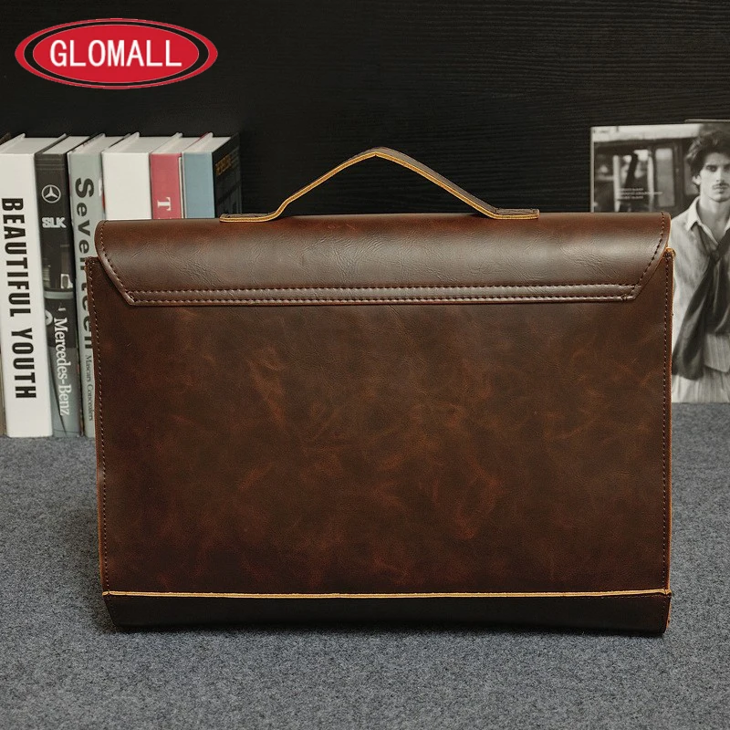 Портфель мужской из кожи Крейзи Хорс дизайнерский винтажный саквояж на плечо