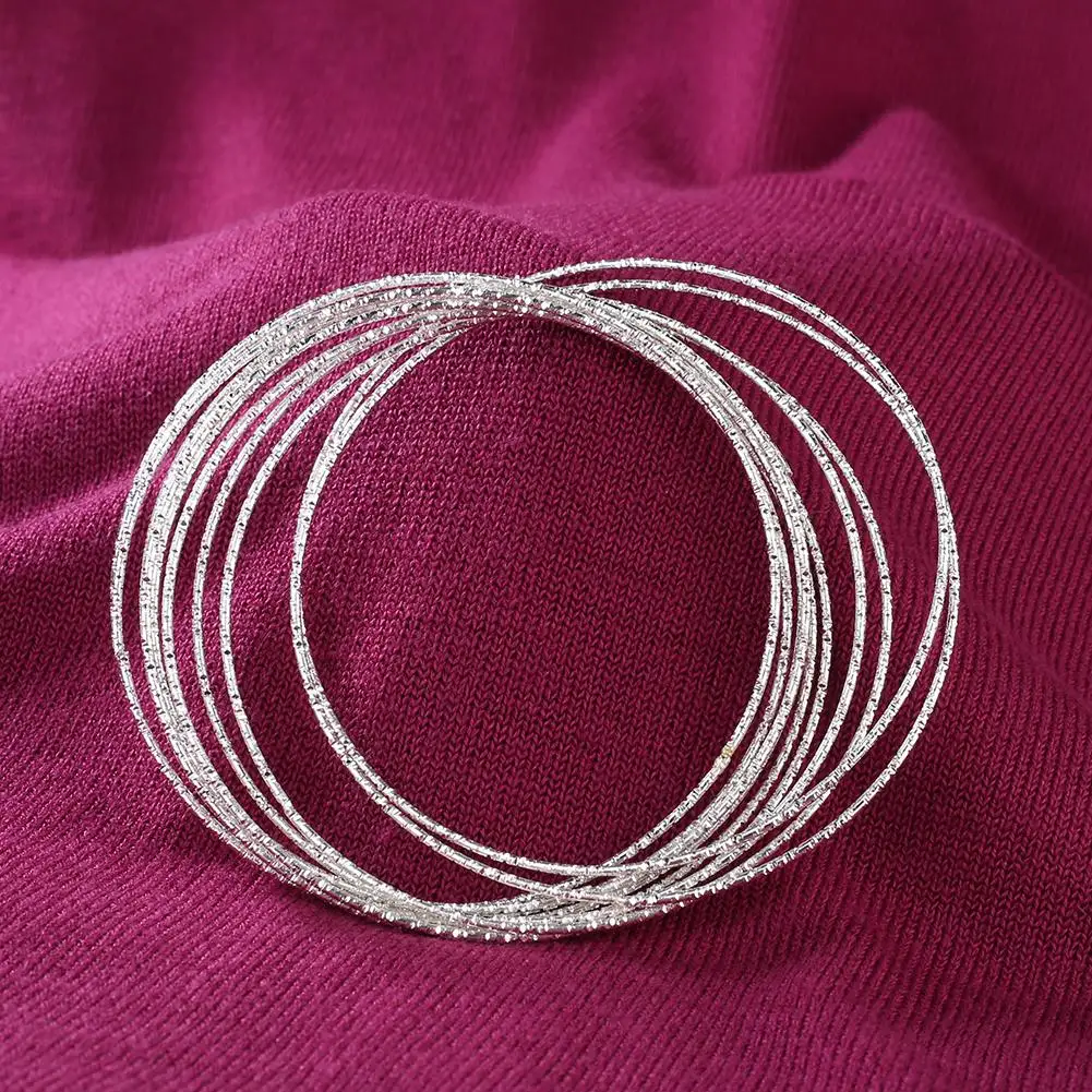 10 шт./компл. женские модные серебряные браслеты круглые элегантные ювелирные