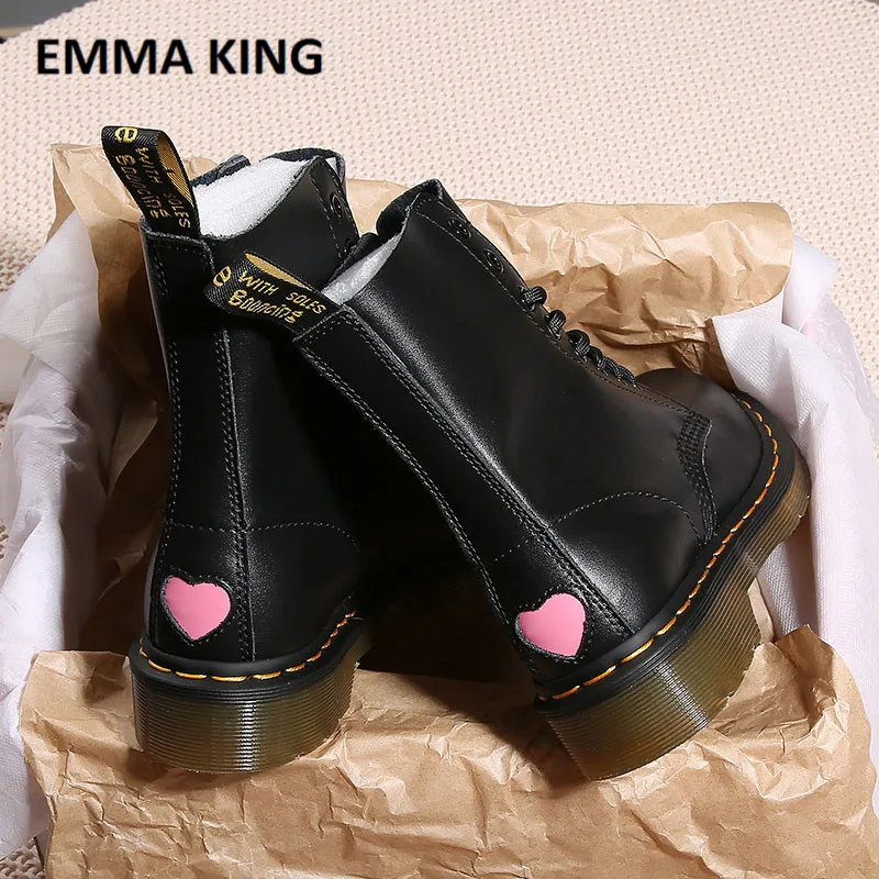 EMMA KING/Очаровательные ботильоны в стиле панк; обувь на платформе и низком каблуке; женские ботинки на шнуровке в британском стиле; женские Ботинки Martin; Doc