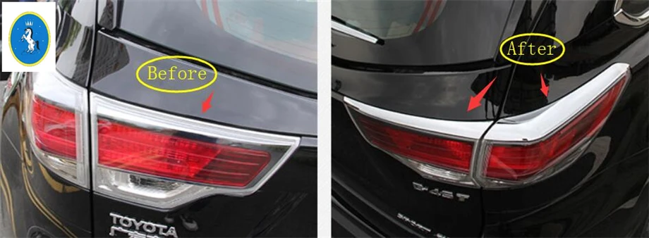 

Yimaautotrims For Toyota Highlander Kluger 2014 2015 2016 Chrome Rear Light Tail Lamp Eyelid Eyebrow Cover Trim Accessories