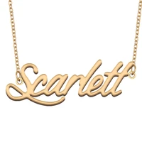 scarlett name necklace for women stainless steel jewelry gold plated nameplate pendant femme mother girlfriend gift