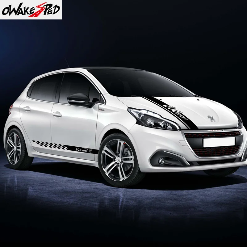 Спортивная наклейка для автомобильной двери боковые полосы на юбку Peugeot 208 2020 2021 GT