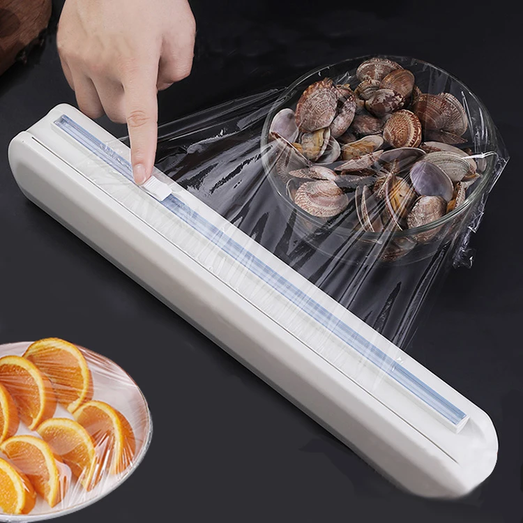 

Creative Plastic Wrap Dispenser Cling Film Wrap Divider Cutter Practical Food Wrap Cling Film Storage Box Kitchen Supplies