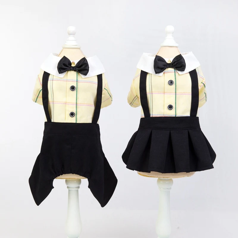 Платье для собак в горошек с короткими рукавами и бахромой юбка щенков одежда