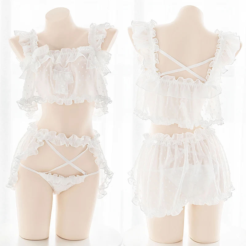 Комплект нижнего белья для косплея молодой девушки чистый белый привлекательный