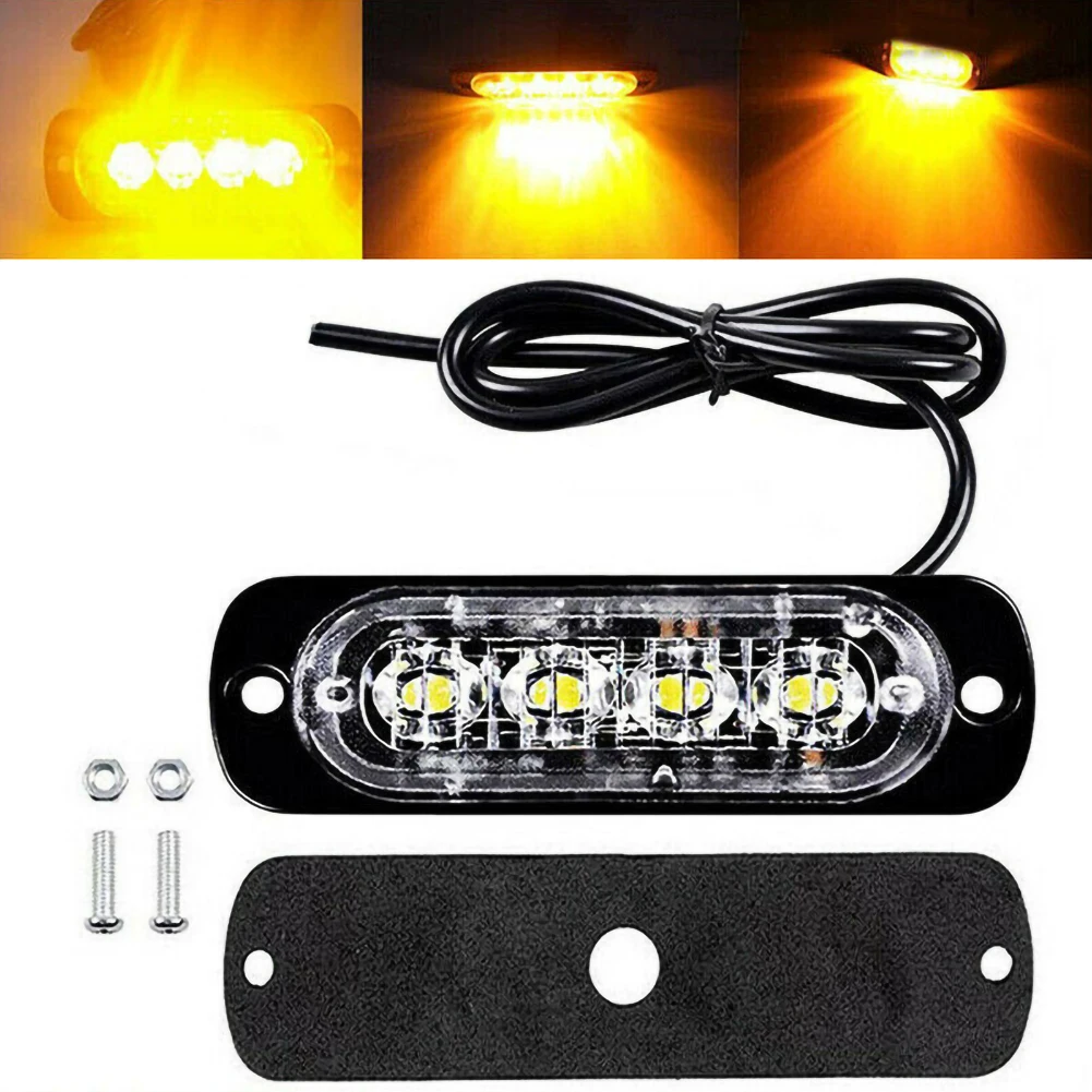 

DC 12V Black Shell+Transparent Lens Amber LED Bar Car Truck Emergency Lights Lamps Автомобильные лампы W/Protection Pad