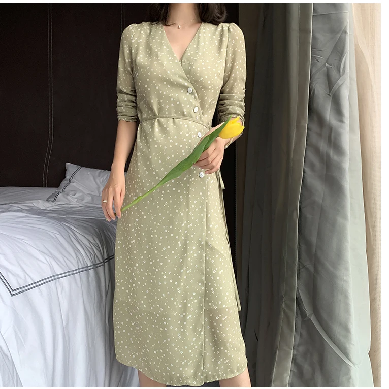 Платье женское шифоновое с запахом элегантный винтажный вечерний сарафан