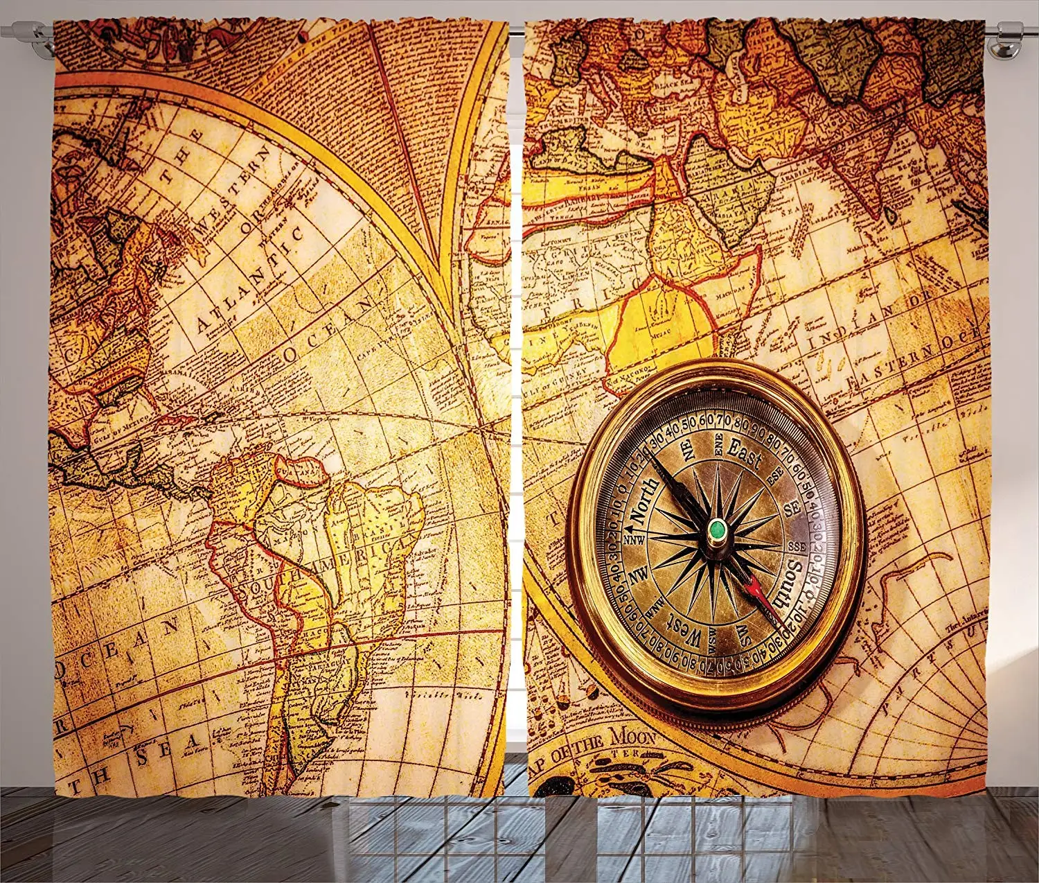 

Декор под старину, светонепроницаемые шторы, компас на древней карте мира, Исторические границы, вековая АНТИЧНОСТЬ, декор для гостиной, спа...