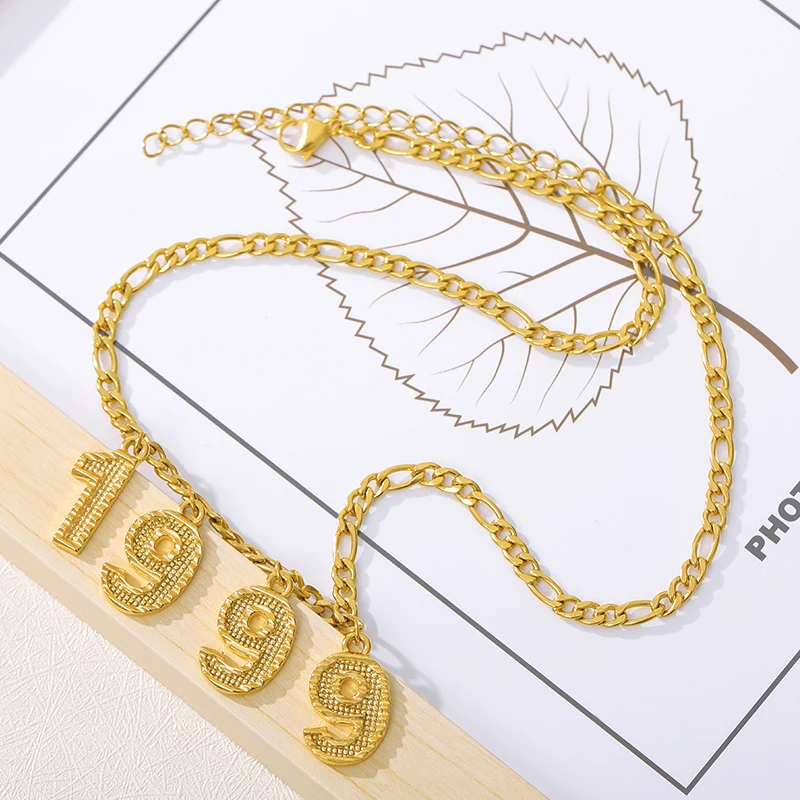 Ожерелье сделай сам из нержавеющей стали с подвесками в виде цифр|Ожерелья