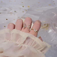 butterfly rings for women zircon geometric gold color adjustable opening butterfly rings wedding engagement party jewelry gifts