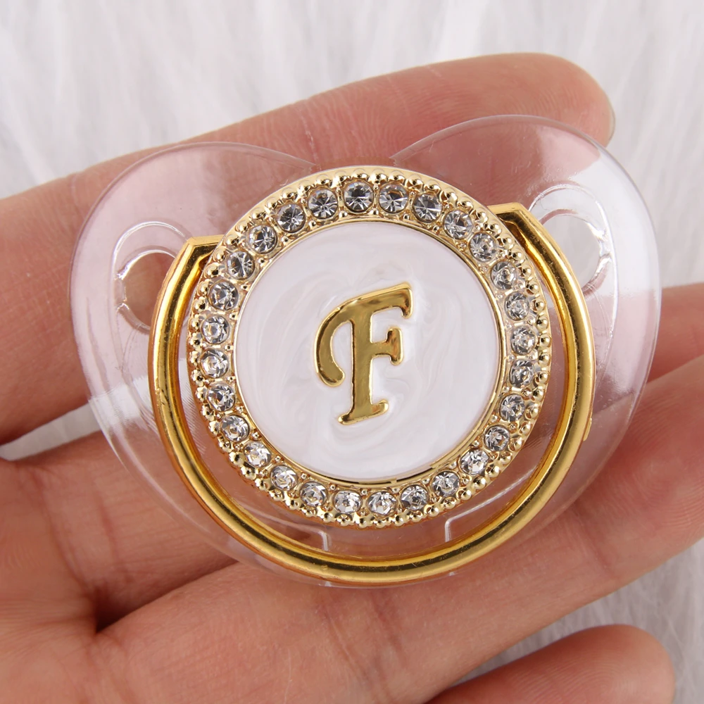 26 с инициалами насквозь Bling детская пустышка на цепочке прищепкой для детей