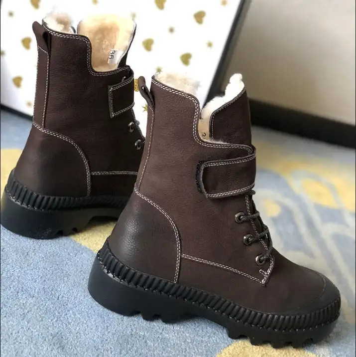 Зимние ботильоны женские ботинки из овчины Botas Mujer зимние Bota Feminina Роскошная обувь