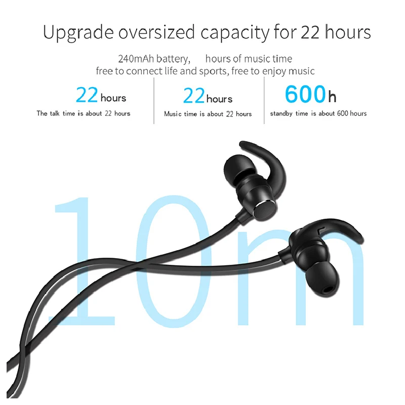 Наушники Беспроводные с шейным ободом и поддержкой Bluetooth магнитным дизайном на