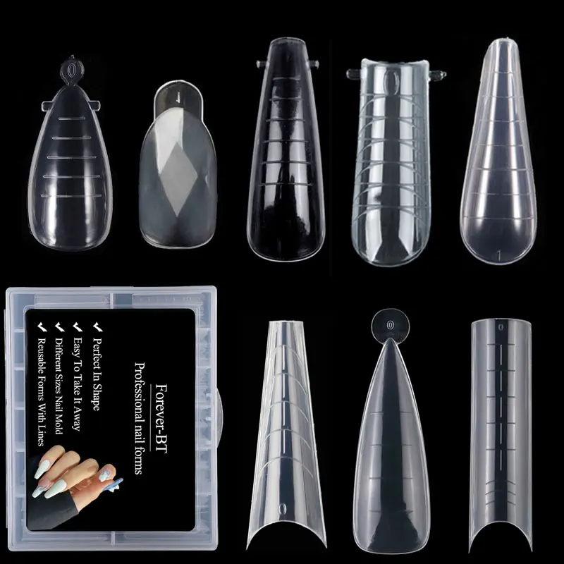 

120Pcs In Box Dual Nail Forms French False Nail System Extension UV Poly Nail GEL Acrylic Nail Decoration Nail Art Mold Tips