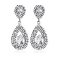 super flash zircon vintage full drilling water drop rhinestones female earrings sweet long temperament crystal earrings
