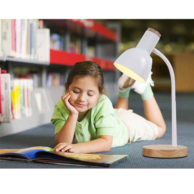 Скандинавская деревянная настольная лампа для учебы светодиодный светильник