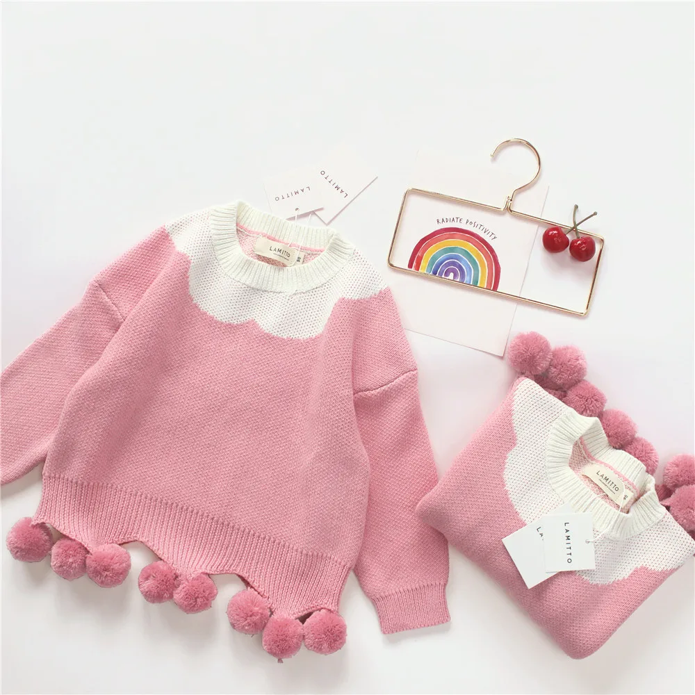 Tonytaobaby/осенне-зимняя одежда новая детская одежда для маленьких девочек милый свитер вязаный свитер из чистого хлопка свитер для девочек