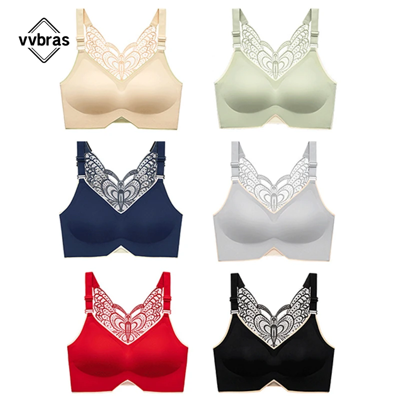 vvbras Plus Size Bra Large Size Seamless Women Bra Without Frame Ultra Butterfly Beauty Back Bra Big Size Lingerie Bralette 7XL