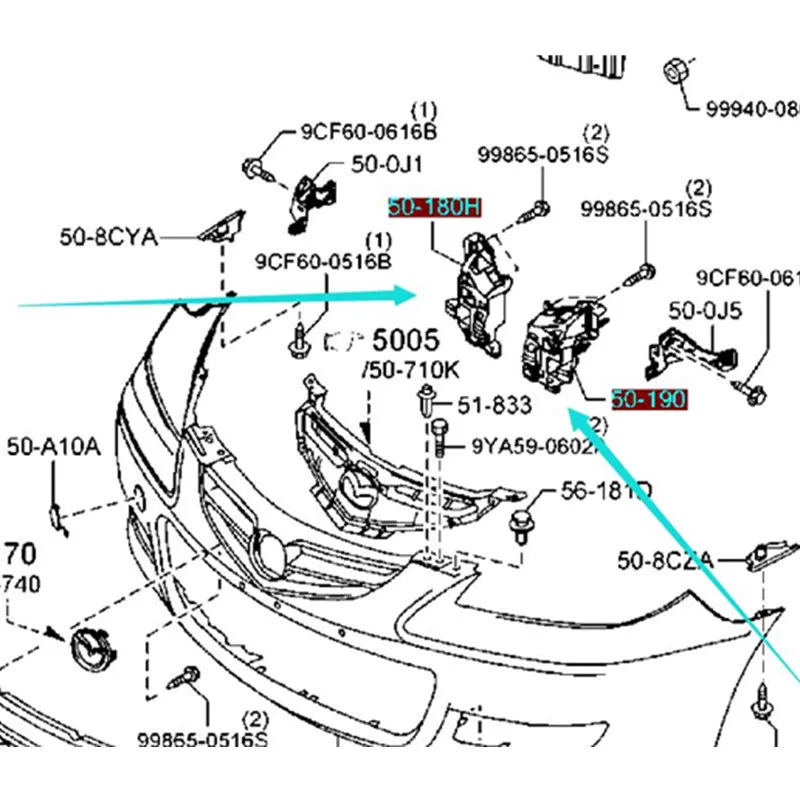 Детали кузова передний бампер средний кронштейн BFB8-50-2B1 BFB8-50-2A1 для Mazda 3 20006 2008 BK