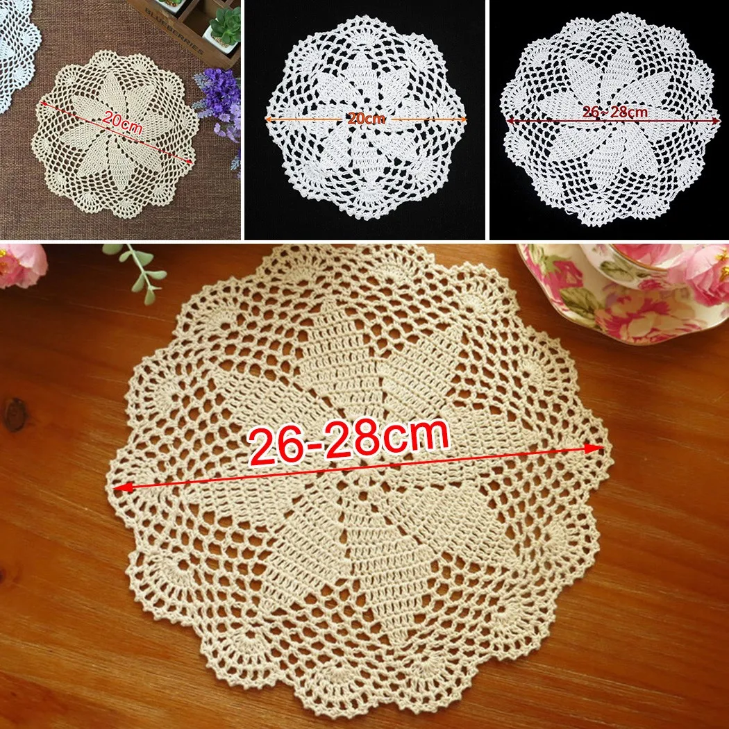 

Dining Table Mat Doilies Handmade Home Lace Placemats Table Vintage Cotton