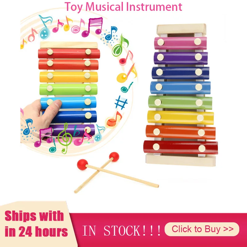 

8 Note Colorful Xylophone Glockenspiel With Wooden Mallets Percussion Musical Instrument Toy Gift For Children Kids Toys Gift
