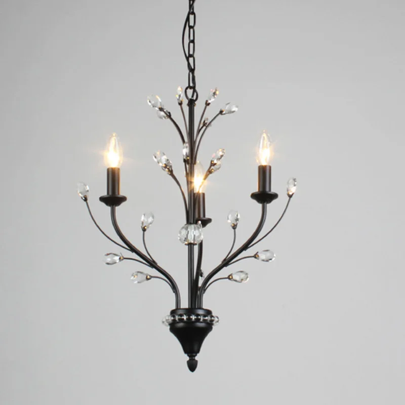 Современная роскошная дизайнерская Хрустальная черная железная светодиодная