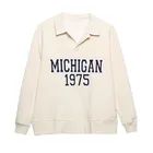 Новинка осени 2021, женская одежда ZA, модная универсальная Повседневная Свободная рубашка-поло, Повседневный свитер с надписью