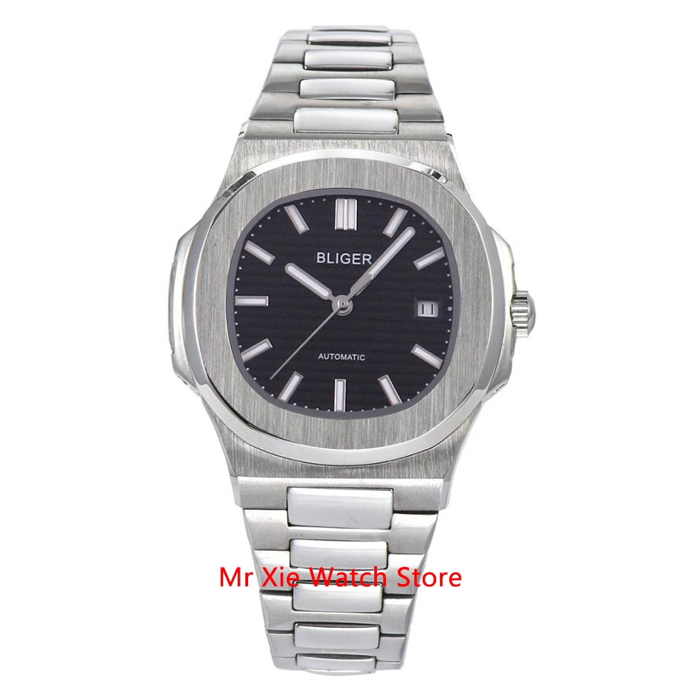 Bliger 40mm Automatic Mechanical Watch Men Luxury Brand Square Case Auto Date Sapphire Glass Luminous Wristwatch | Наручные часы