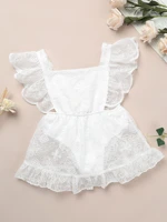 2022 infant baby girls summer dresses outfit white lace sleeveless backless romper dress for wedding party birthday photography
