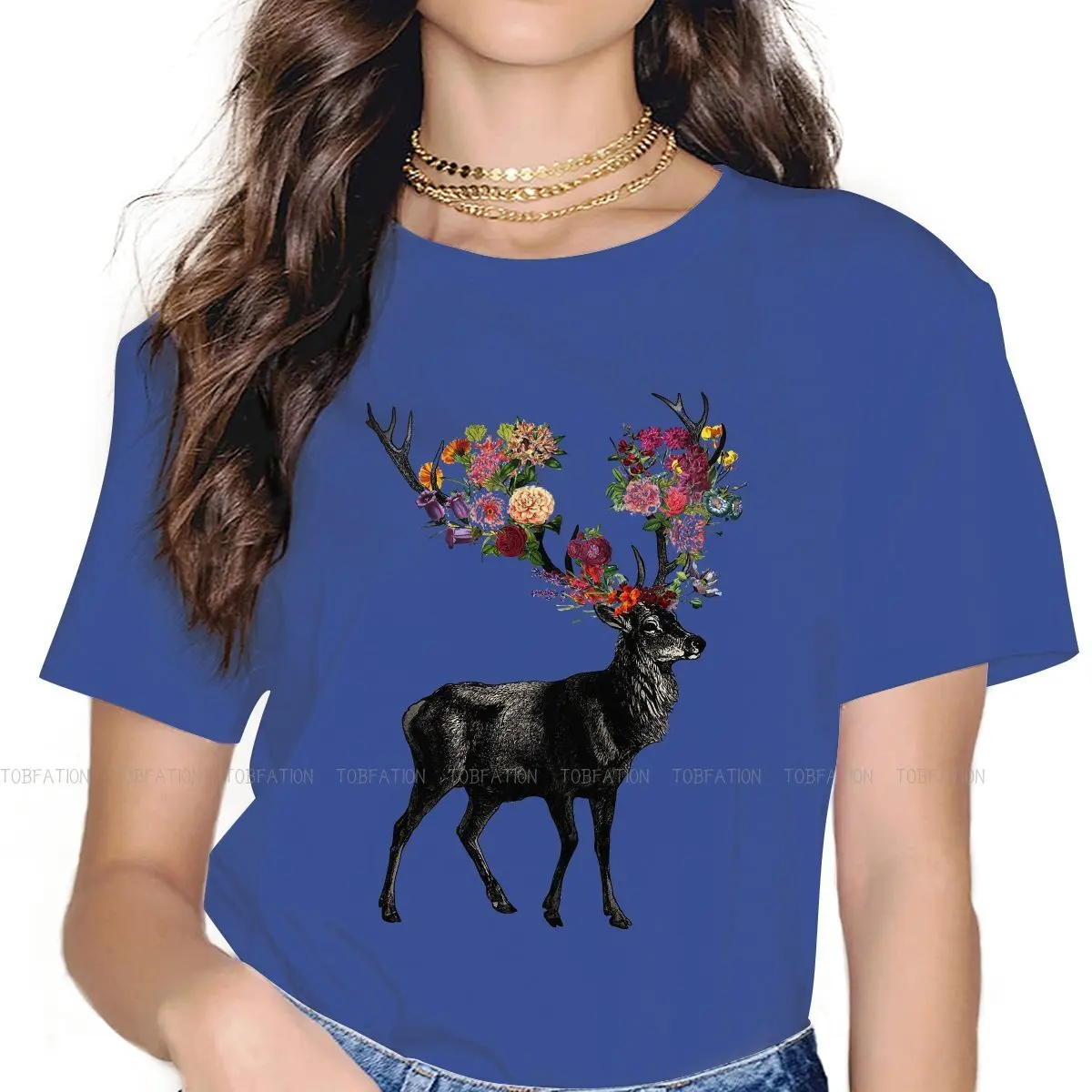 

Spring Itself Deer Floral Style TShirt for Girl Flower Beauty Beautiful Top Quality Hip Hop Graphic T Shirt Hot Sale