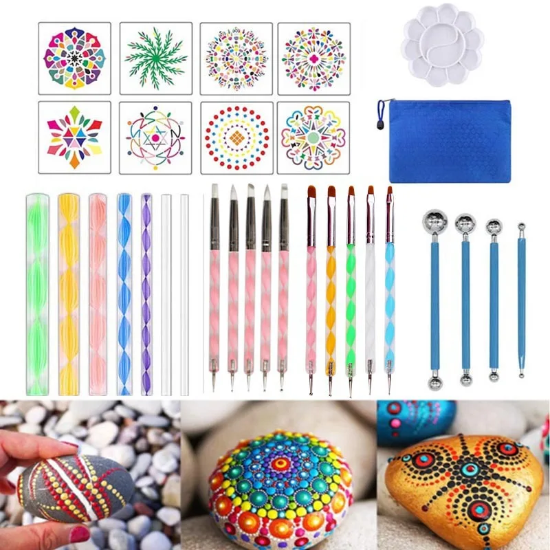 

35pcs Mandala Dotting Tools Set for Painting Rocks Pottery Portable Multifunction Embossing Dot Kit Dotting Tool Set Handwork