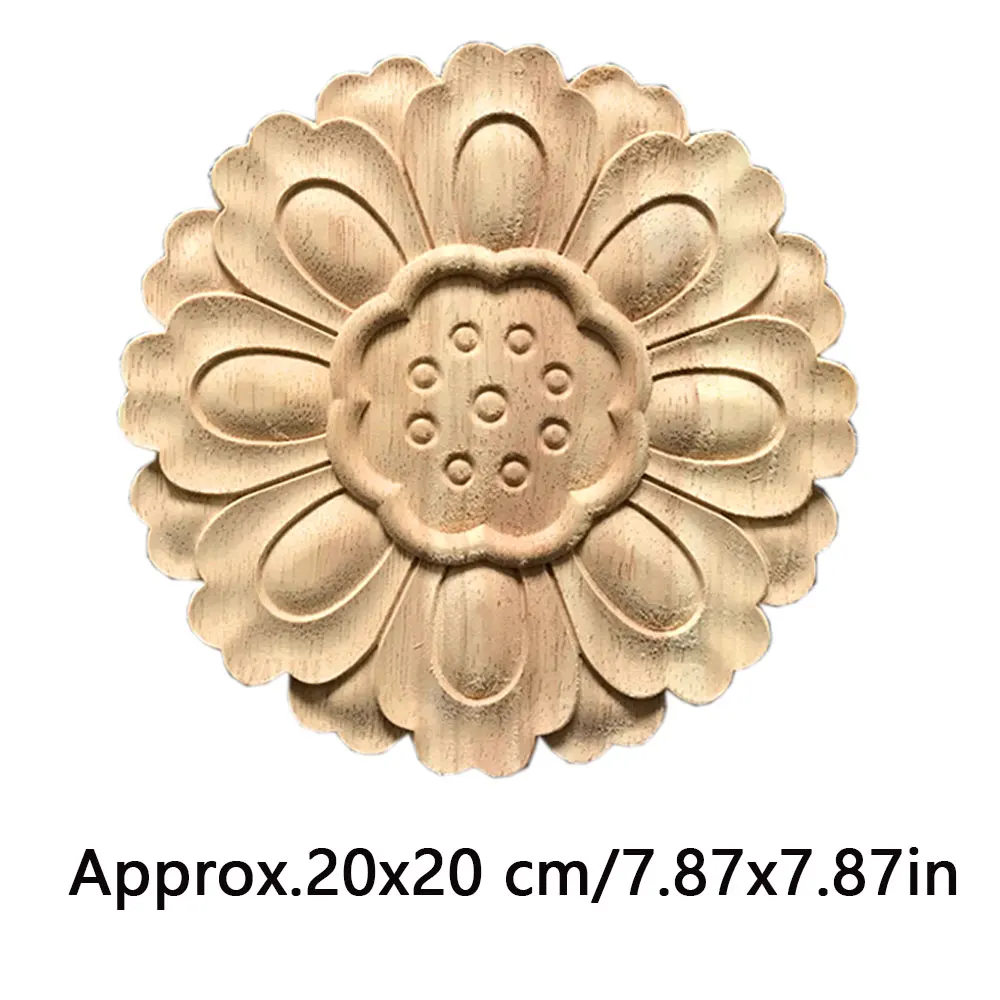 

2pcs Carved Unpainted Decor Retro Floral Wooden Furniture Corner Cabinet Wood Decal Wood Applique Onlay Wood Craft Accessories
