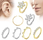 7 шт. маленькие тонкие цветок прозрачного хрусталя 5 CZ драгоценный камень кольцо-гвоздик в нос кольца-к требованиям заказчика; Сверкающие; С украшением в виде кристаллов нос кольца