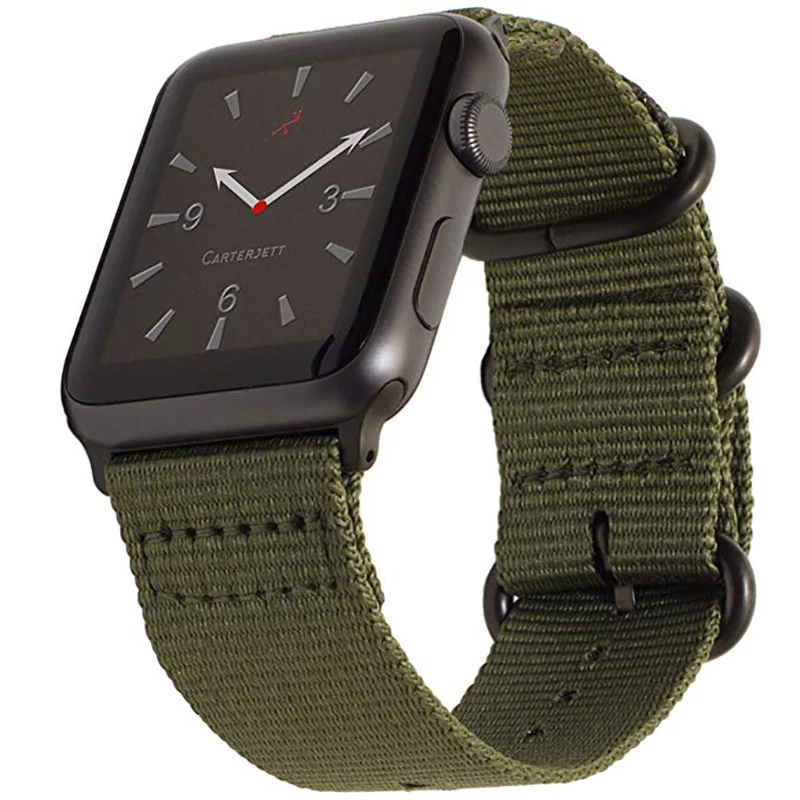 Ремешок из дышащей нейлоновой ткани для Apple Watch Band Series 5 4 3 Green спортивный браслет