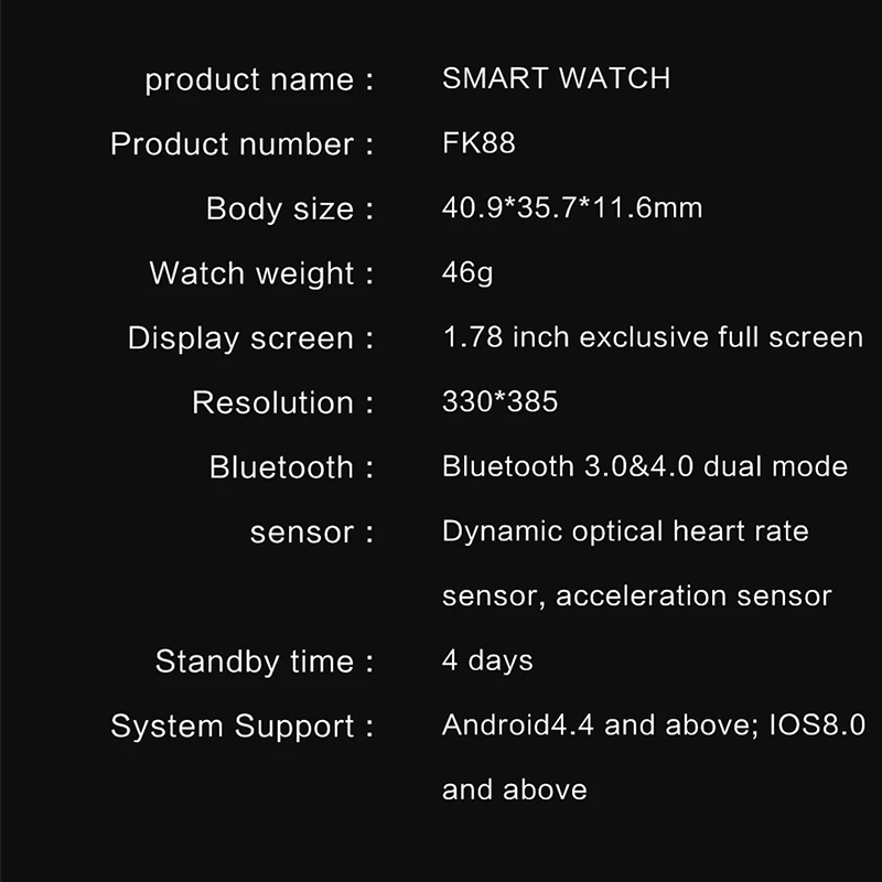 

Original iwo FK88 Smart Watch Call Smartwatch 2021 Men 1.78 Inch Bluetooth Heart Rate Monitor pk iwo 13 12 HW12 FK99 W26 pro W66