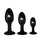 Силиконовая Анальная пробка с металлическим шариком, гладкая Анальная пробка, стимулятор простаты, массажер для взрослых, секс-игрушки для мужчин, женщин, мужчин, геев