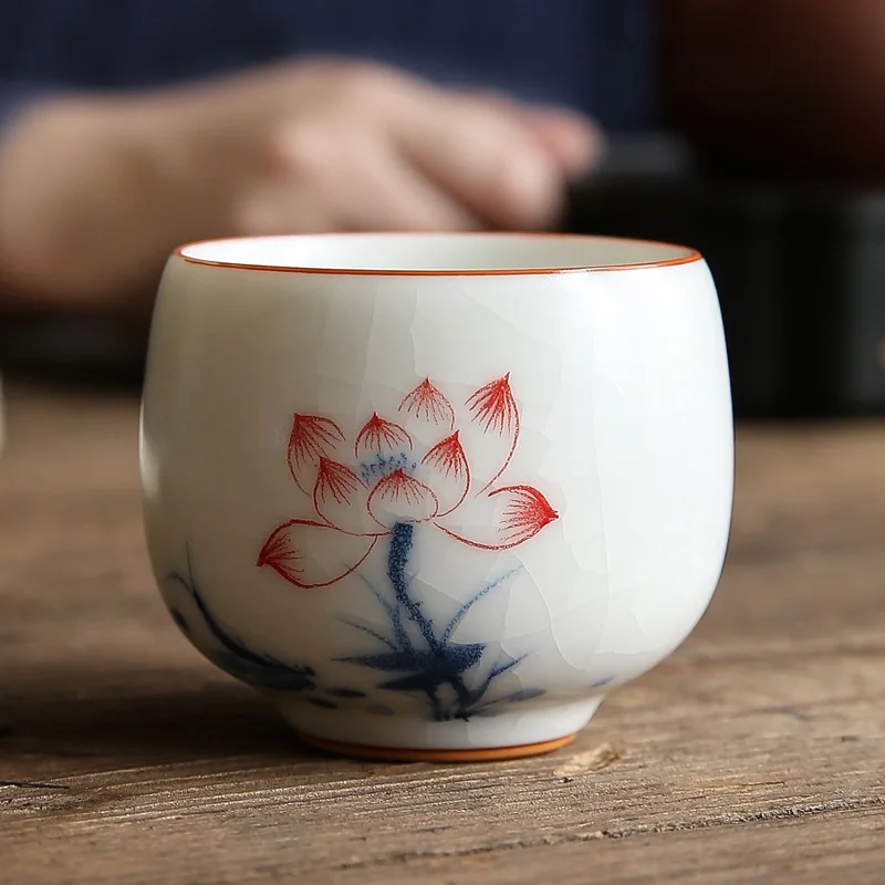 Juego de t&eacute; de kung-fu pintado a mano, vaso Maestro de taza &uacute;nica, taza de t&eacute; port&aacute;til con brillo-1