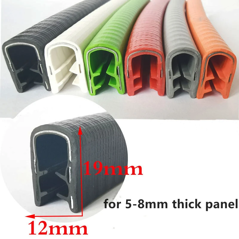 

Steel Rubber U Strip Edge Shield Encloser Bound Glass Metal Wood 5-8mm Green Orange Red White Gray Black Blue