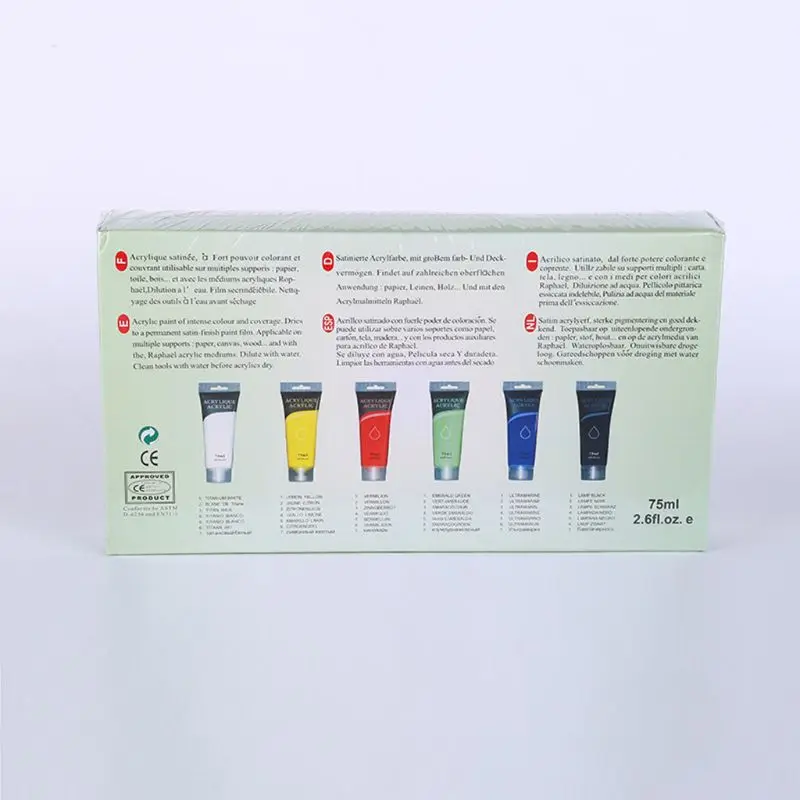 

6 Colors 75ml Professional Acrylic Paint Set Drawing Painting Pigment Kids DIY New