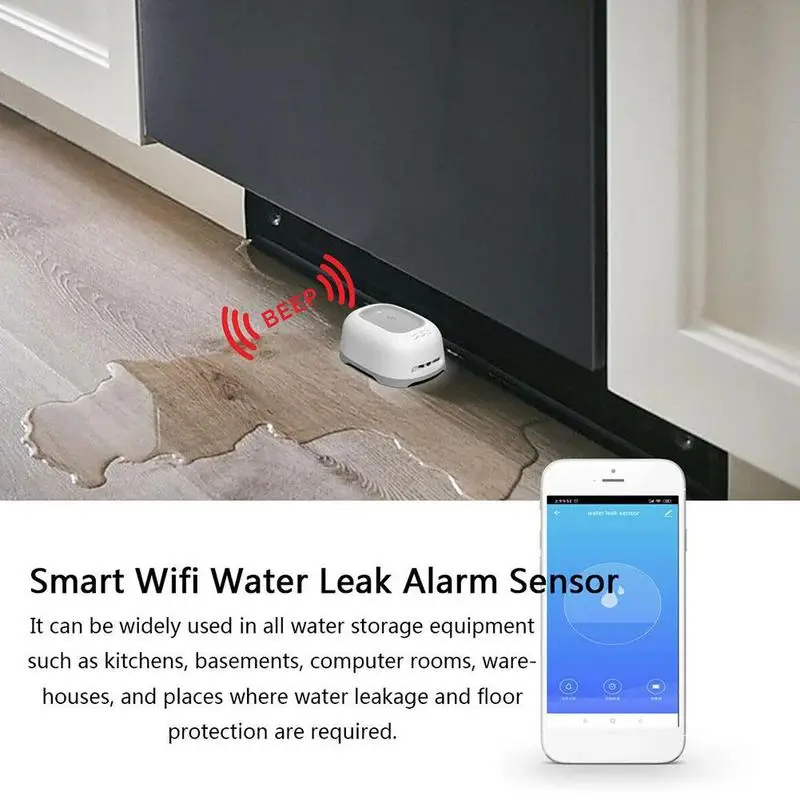 

Wifi Water Leakage Alarm Independent WIFI Water Leak Overflow Detector Security Alarm Alert Flood Sensor System Smart B1S7