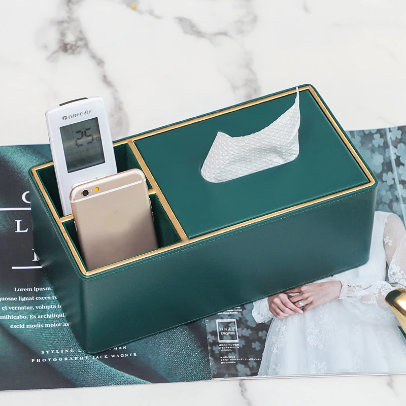 

Multi-function Leather Paper Box Desktop Remote Control Organizer Storage Box Household Organizer SP99