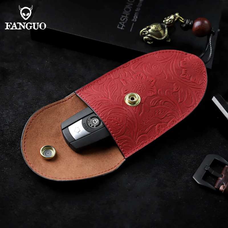 Сумка для ключей из воловьей кожи женщин натуральная кожа ключница брелок